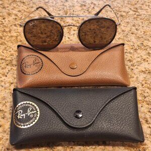 Ray-Ban Round Double Bridge 3647N Gold Frame Green Lens Sunglasses w/Case -EUC